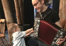 When kids come backstage, we make music with them