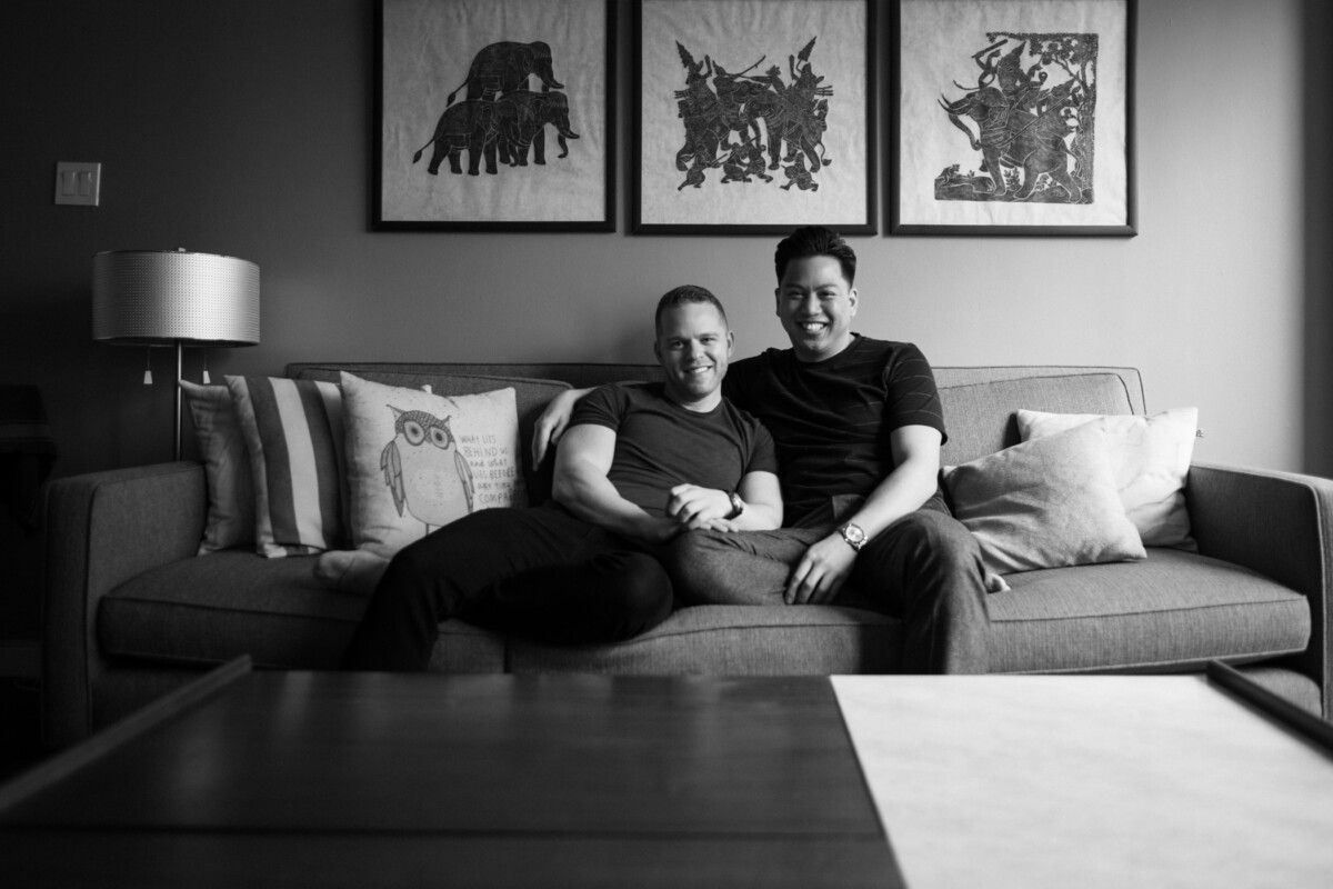 Engagement photos in our living room. (Left - David, Right - Richie)