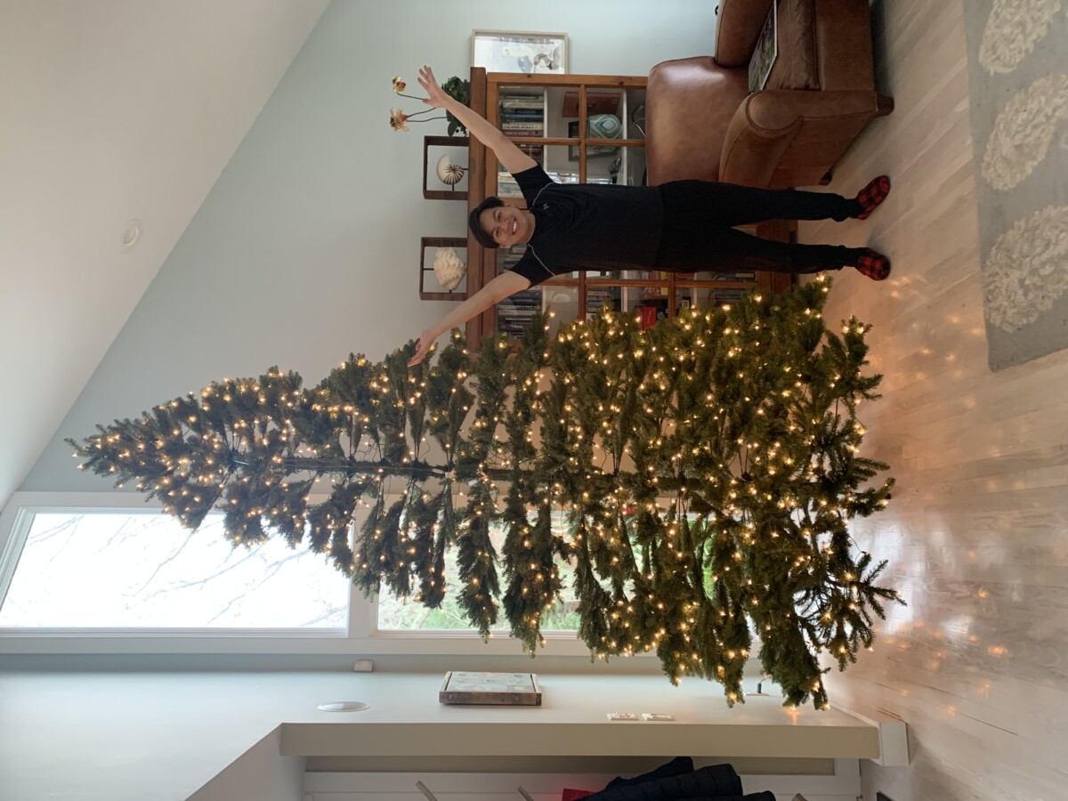 Our 12-foot Christmas tree in our beach home.